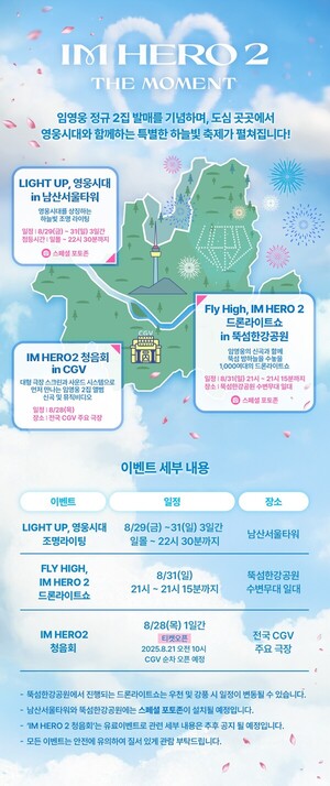 <b>임영웅</b>, 컴백 전 <b>하늘빛 축제</b> 시작 '조명 라이팅에 드론쇼까지'